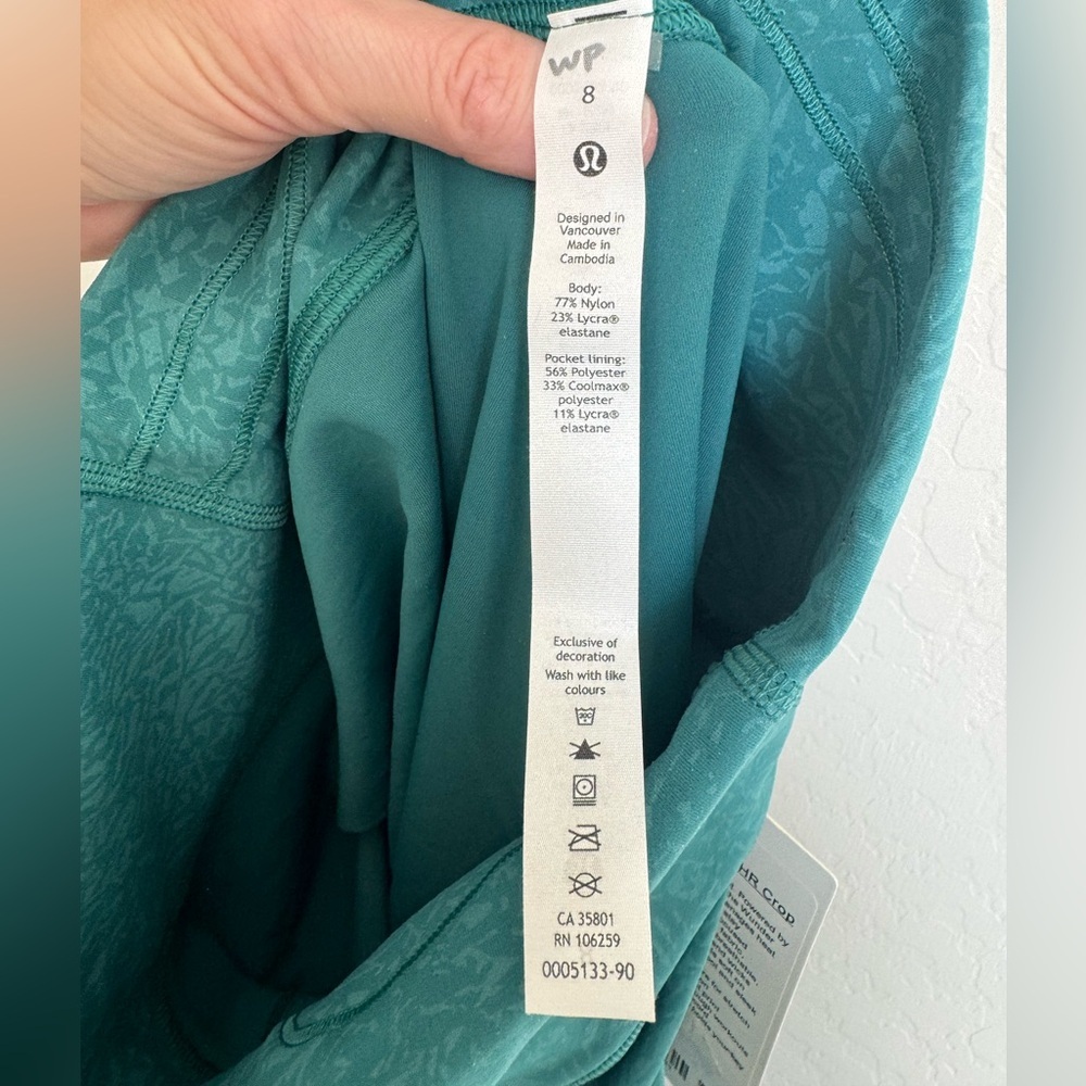 NWT Lululemon Wunder Train HR Crop 23” Size 8 Crunch Teal Lagoon Turquoise - Picture 8 of 9